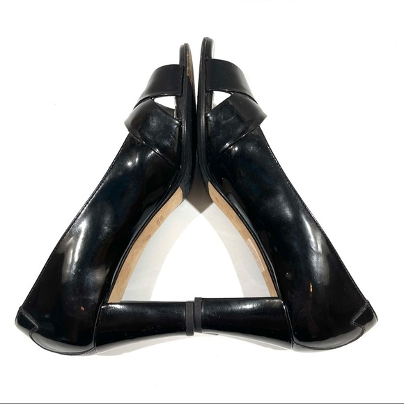Taryn Rose Black Patent Open Toe Block Heels 36.5 - Picture 13 of 13